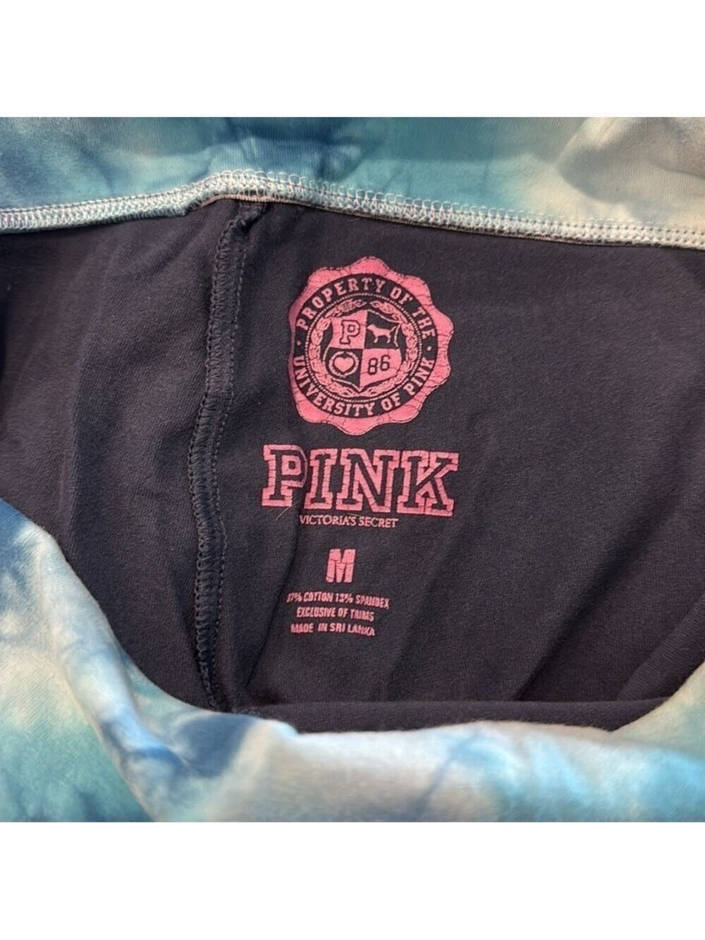 PINK Tie Dye Cropped Yoga Pants Blue - Picture 2 of 4